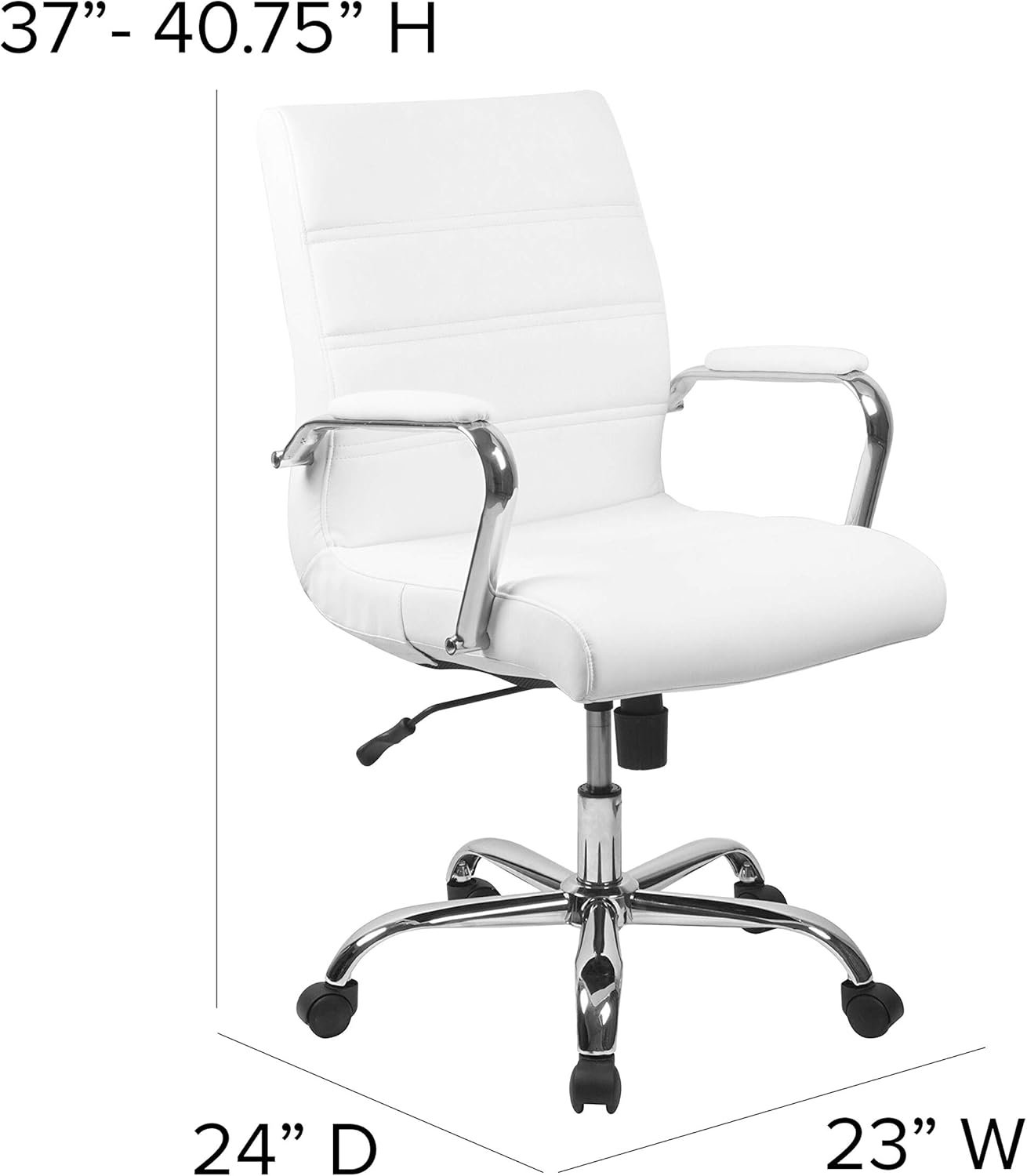 Flash Furniture Whitney Mid-Back Swivel LeatherSoft Desk Chair with Padded Seat and Armrests