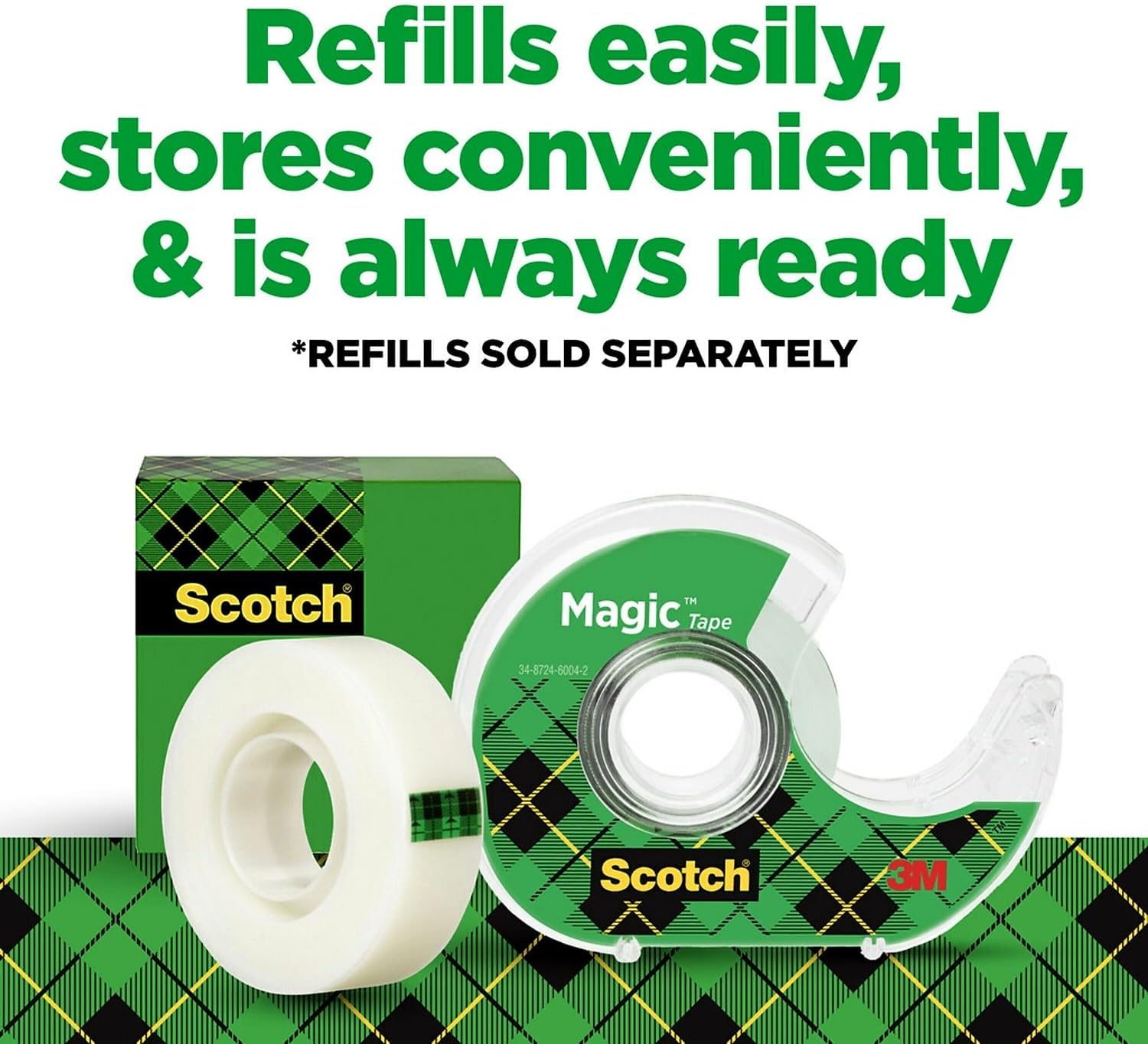 Scotch 6122 Magic Tape & Refillable Dispenser, 3/4-Inch x 650-Inch, 1-Inch Core, Clear, 6/Pack