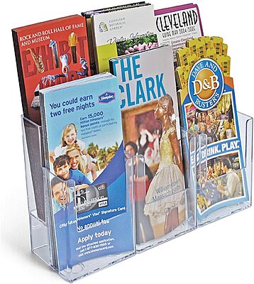 AZAR DISPLAYS 2-Tier Tri-Fold Brochure Counter Display, Clear Acrylic