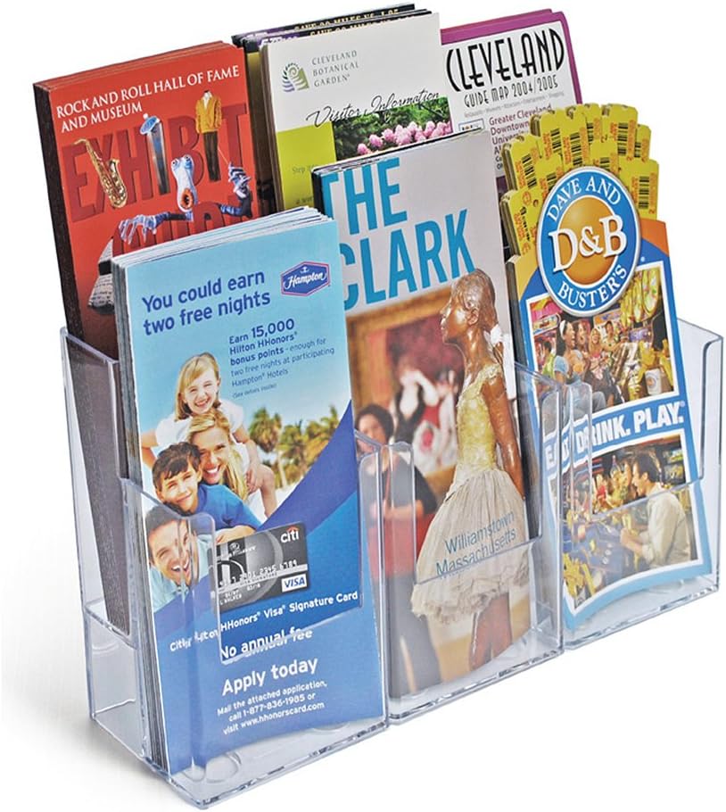 AZAR DISPLAYS 2-Tier Tri-Fold Brochure Counter Display, Clear Acrylic