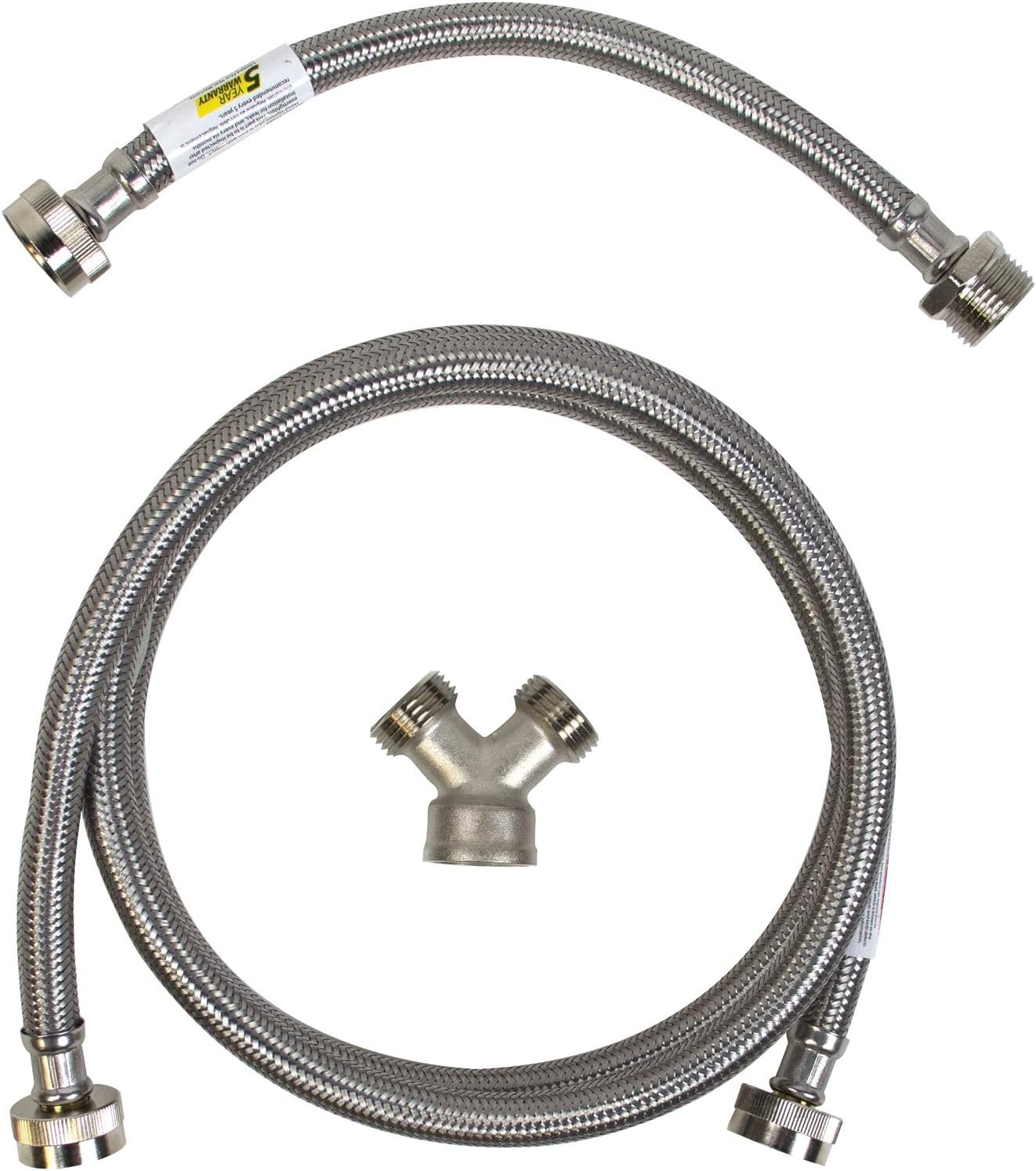 Certified Appliance Accessories Braided Stainless Steel Steam Dryer Installation Kit, 6ft - Stainless Steel, PVC, Polyester