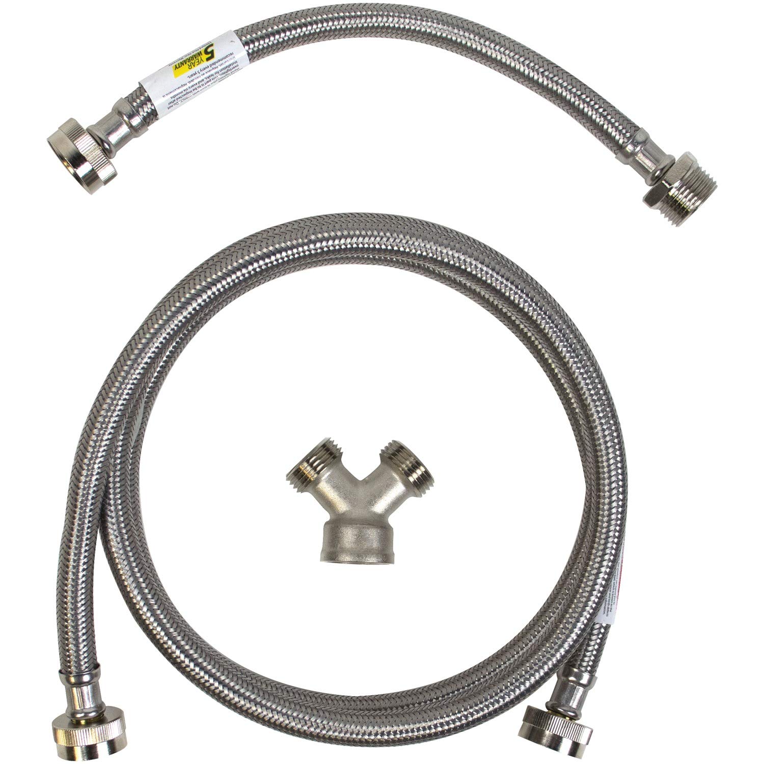 Certified Appliance Accessories Braided Stainless Steel Steam Dryer Installation Kit, 6ft - Stainless Steel, PVC, Polyester