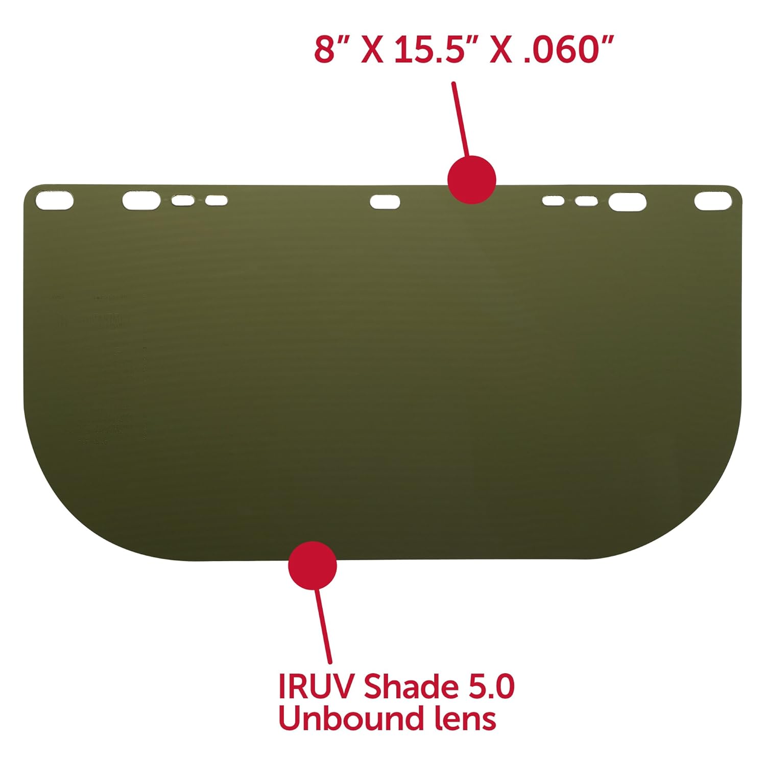 Jackson Safety F50 Specialty High Impact Face Shield, Polycarbonate, 8" x 15.5" x 0.06", IRUV 5.0, Face Protection, Unbound