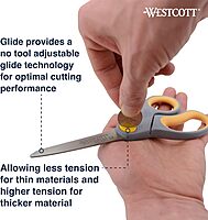 Westcott 8-Inch Titanium-Bonded Scissors with Adjustable Glide Feature for Office and Home - Gray/Yellow, 2-Pack