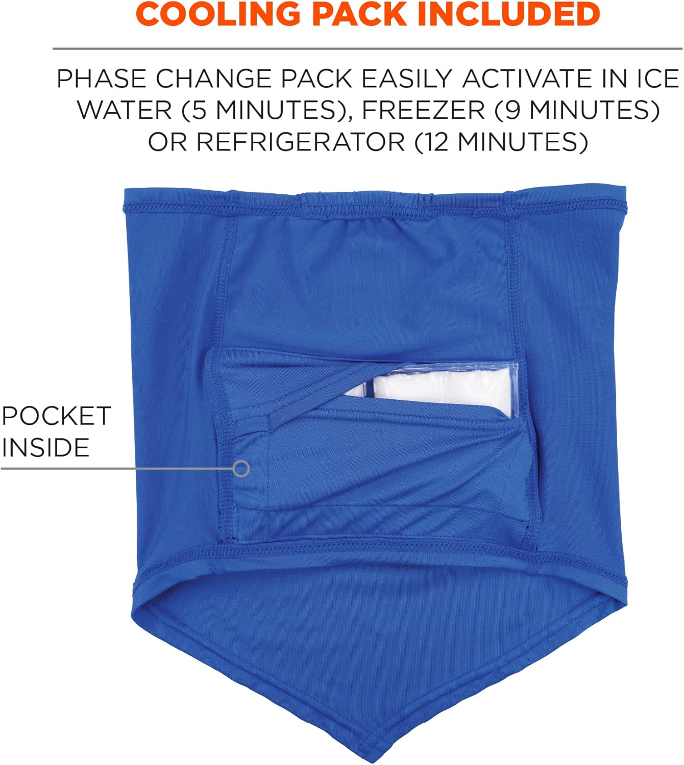 Ergodyne Chill-Its Cooling Neck Gaiter Bandana with Back-of-Neck Pocket, UPF 50+
