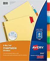Avery 8-Tab Binder Dividers, Insertable Multicolor Big Tabs, 1 Set (11111)