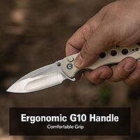 CIVIVI Triptych Folding Pocket Knife, 2.97in 14C28N Blade, G10 Handle, Button Lock