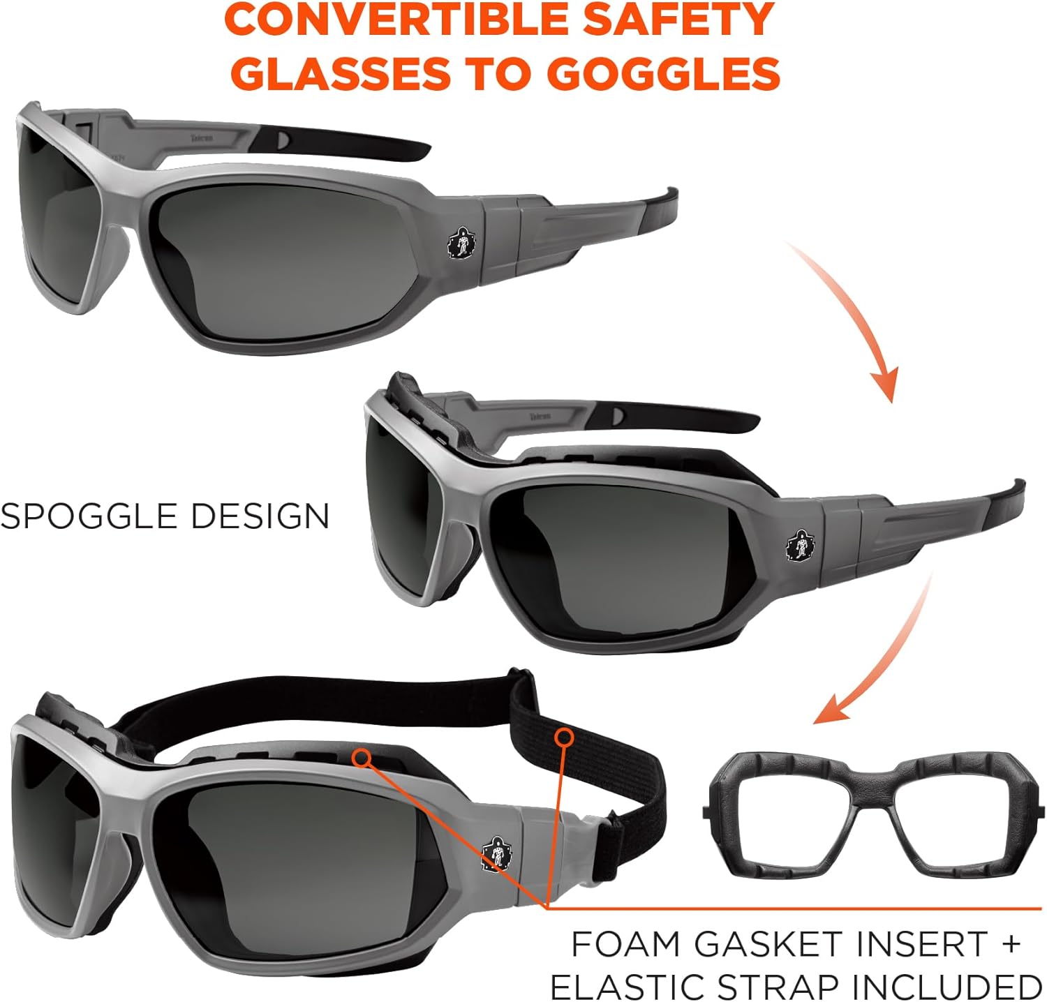 Ergodyne Skullerz Loki Convertible Anti-Fog Safety Glasses