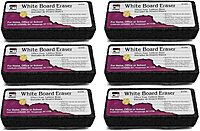 Charles Leonard Whiteboard Eraser, Felt/Foam, Gray and Black, Pack of 6