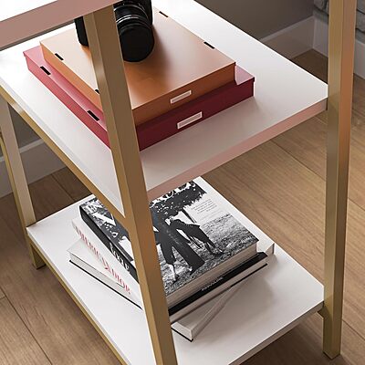 Sauder North Avenue 42inW Modern Desk with Open Shelves, White Finish