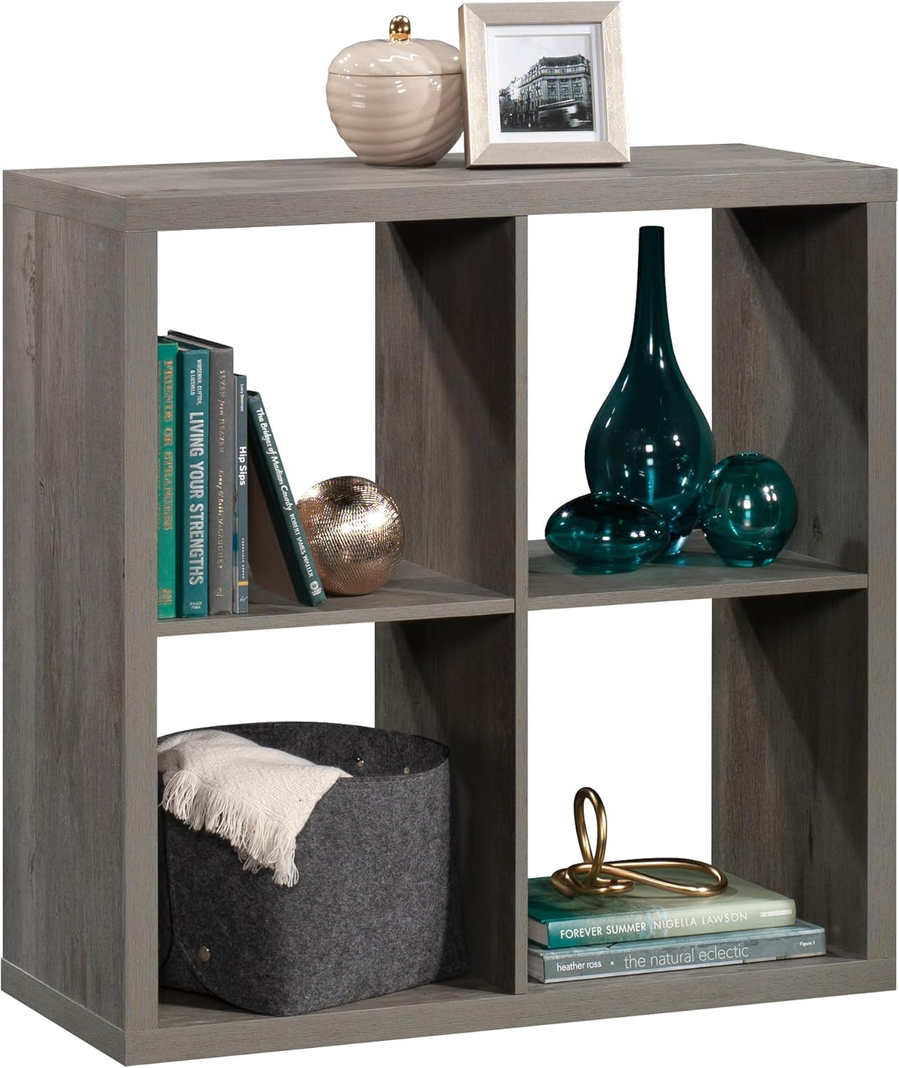 Sauder Miscellaneous Storage 4-Cube Organizer Storage Bookcase/Pantry cabinets, Mystic Oak