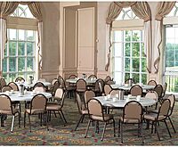 National Public Seating Dome Vinyl Upholstered Padded Stack Chair Panther Black, Silvervein