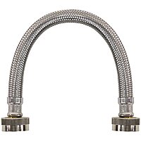 Certified Appliance Accessories Braided Stainless Steel Water-Inlet Hose, Female to Female - 12in - Silver