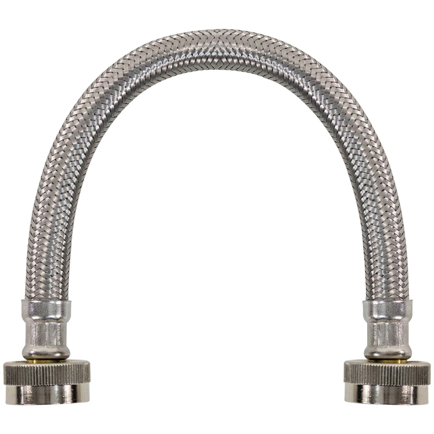 Certified Appliance Accessories Braided Stainless Steel Water-Inlet Hose, Female to Female - 12in - Silver