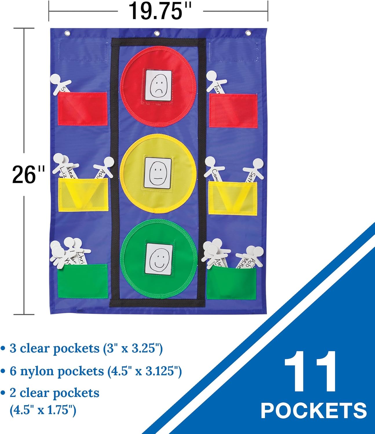 Carson Dellosa 26" x 19.75" Stoplight Behavior Charts for Kids at Home, Pocket Chart With Red, Green
