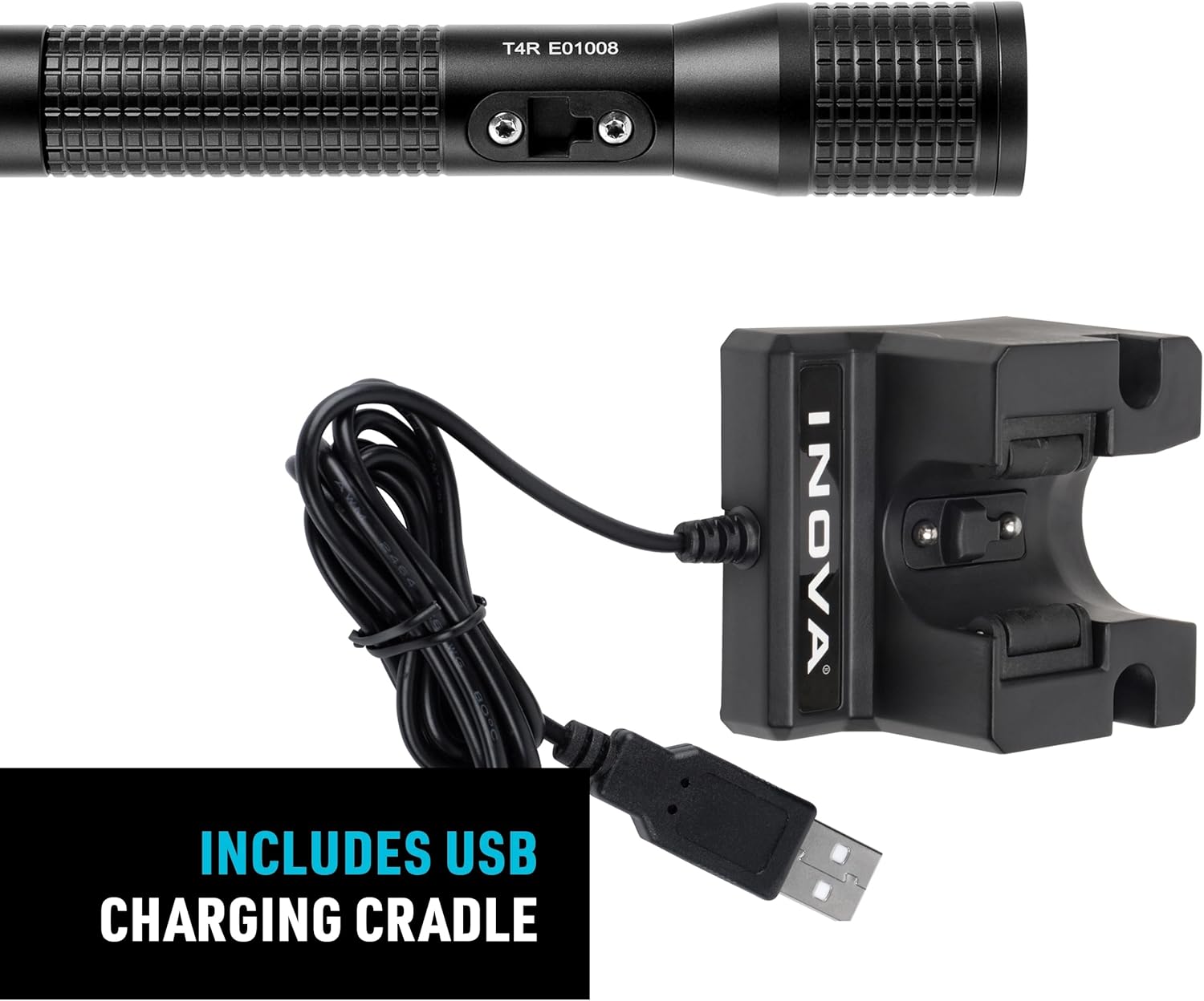 Nite Ize INOVA T4R Powerswitch Rechargeable Tactical Flashlight - 1300 Lumen Tactical Flashlight with Professional-Grade USB