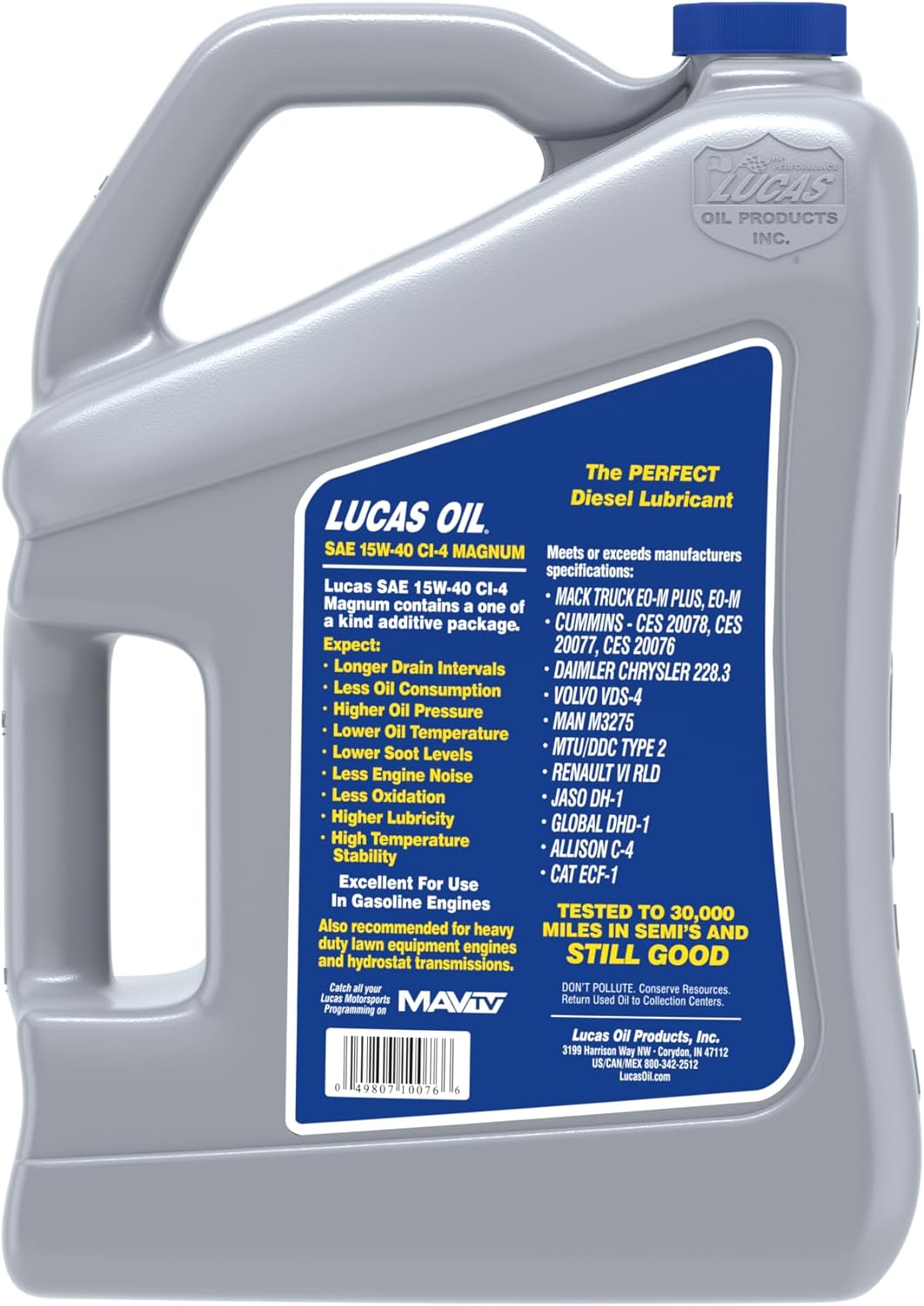 LUCAS OIL Magnum SAE 15W-40 High TBN CI-4 Motor Oil