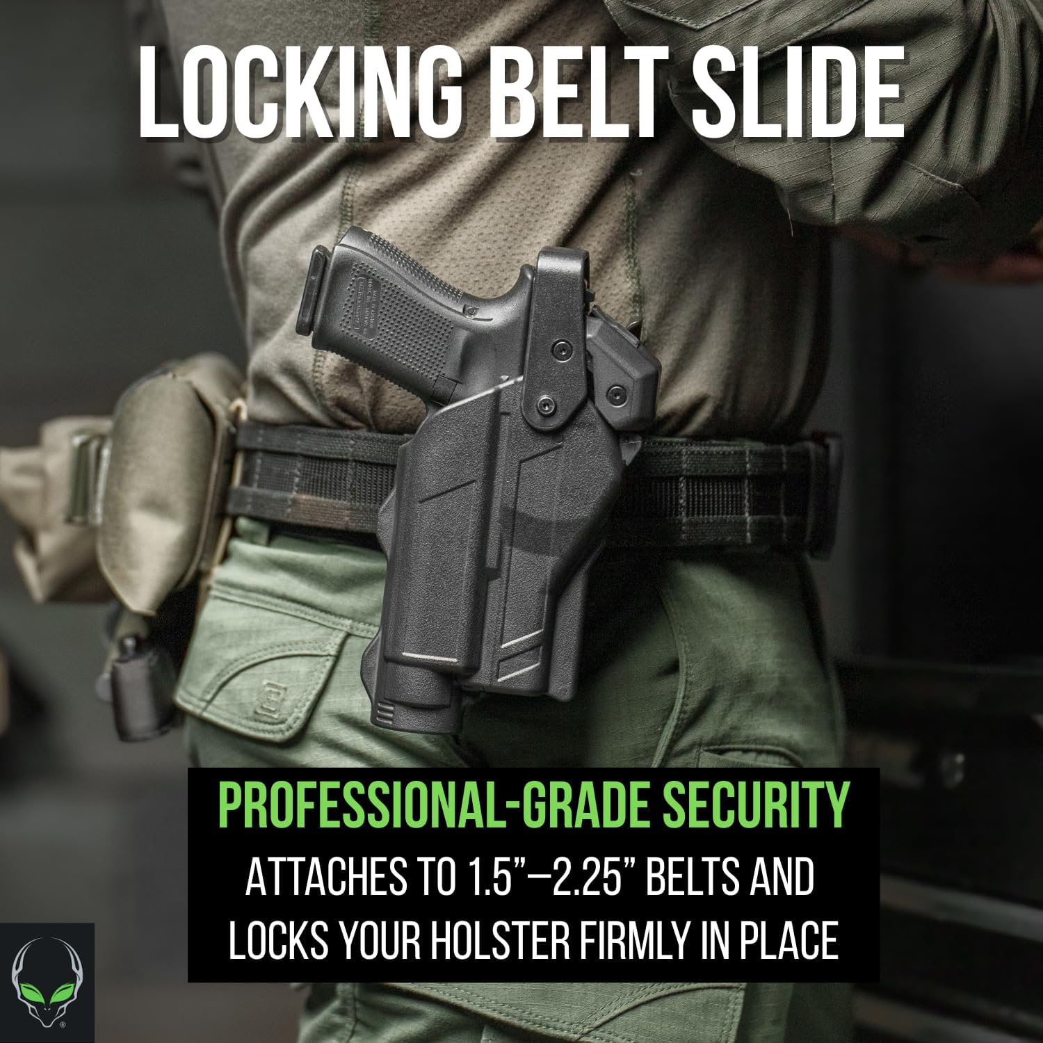 Alien Gear Locking Belt Slide – Fits 1.5” to 2.25” Belts – QDS Compatible Holster Attachment – Professional-Grade Security
