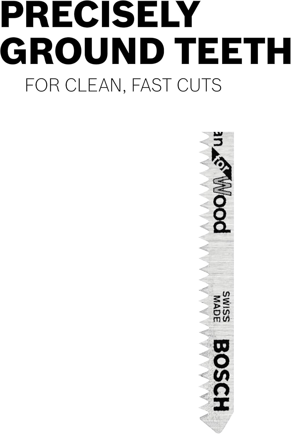 BOSCH U101B 5-Piece 4 In. 10 TPI Variable Pitch Clean for Wood U-shank Jig Saw Blades, Silver metallic