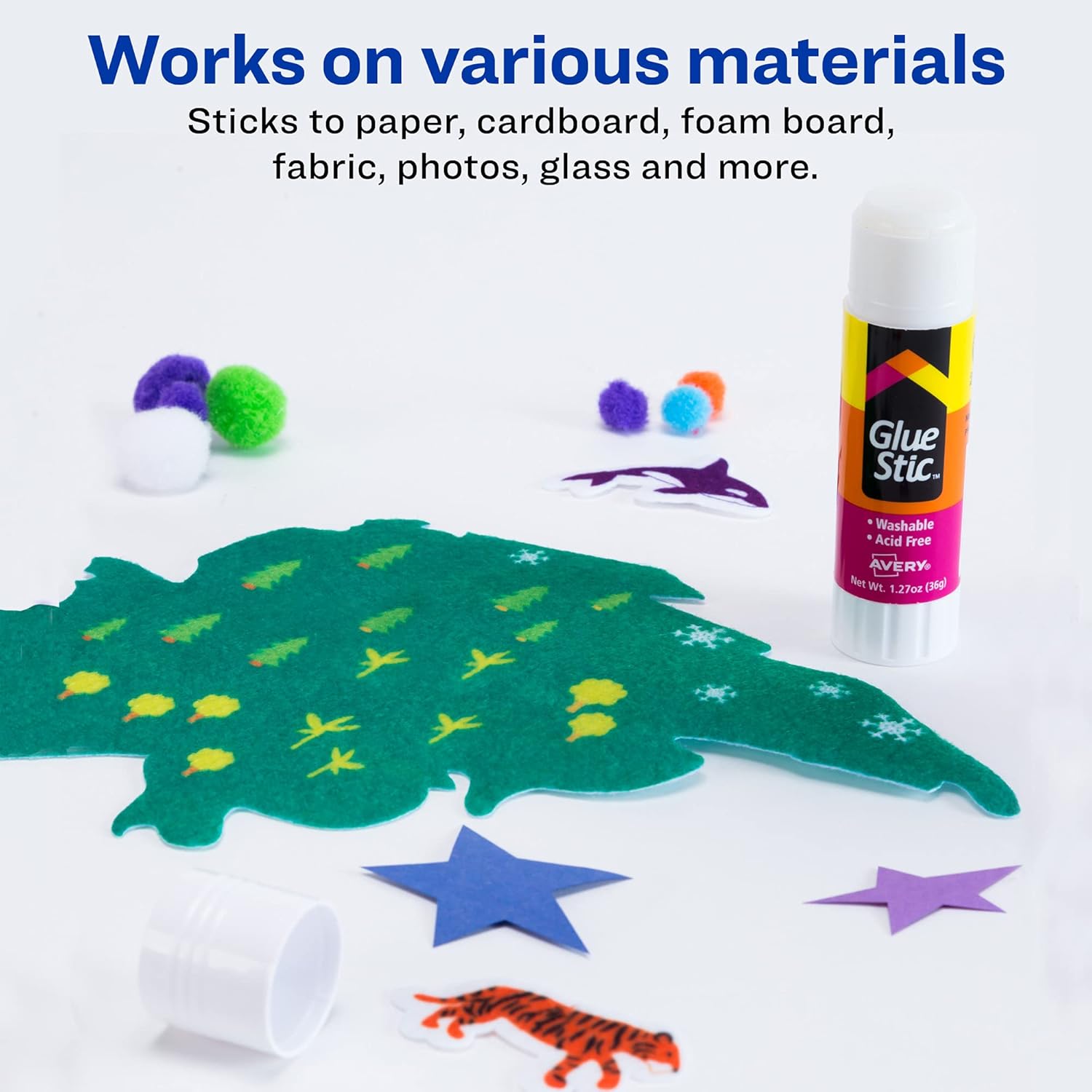 Avery Glue Stic - Washable, Non-Toxic Glue Sticks for Classroom, Crafting, and Office Use, 1.27 oz., Pack of 6