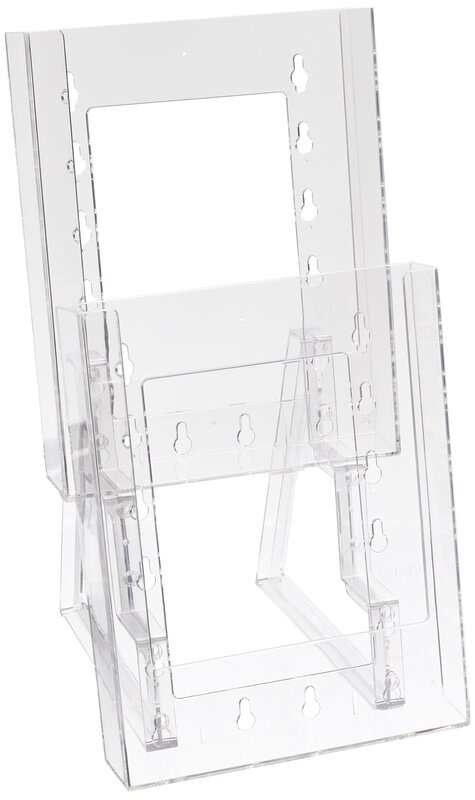 Azar Displays 3-Tier 15-Pocket Acrylic Trifold Brochure Counter Display, 9inH x 31-1/2inW x 5-1/4inD, Clear