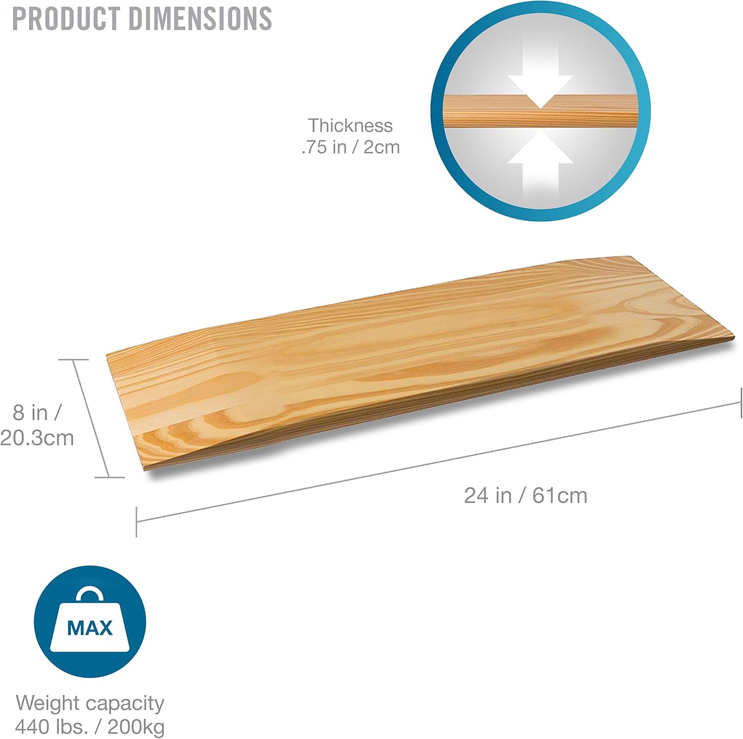 DMI Transfer Board and Slide Board Made of Heavy-Duty Wood for Patient, Senior and Handicap Move Assist and Slide Transfers