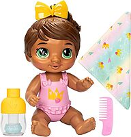 Baby Alive Shampoo Snuggle Sophia Sparkle Brown Hair Dress Up Baby Doll Playset, 11 Inches - Pink