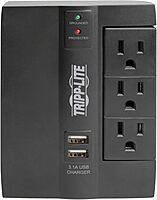 TRIPP LITE SWIVEL6 6-Outlet Surge Protector, 3 Rotatable Outlets, Direct Plug-In, Black