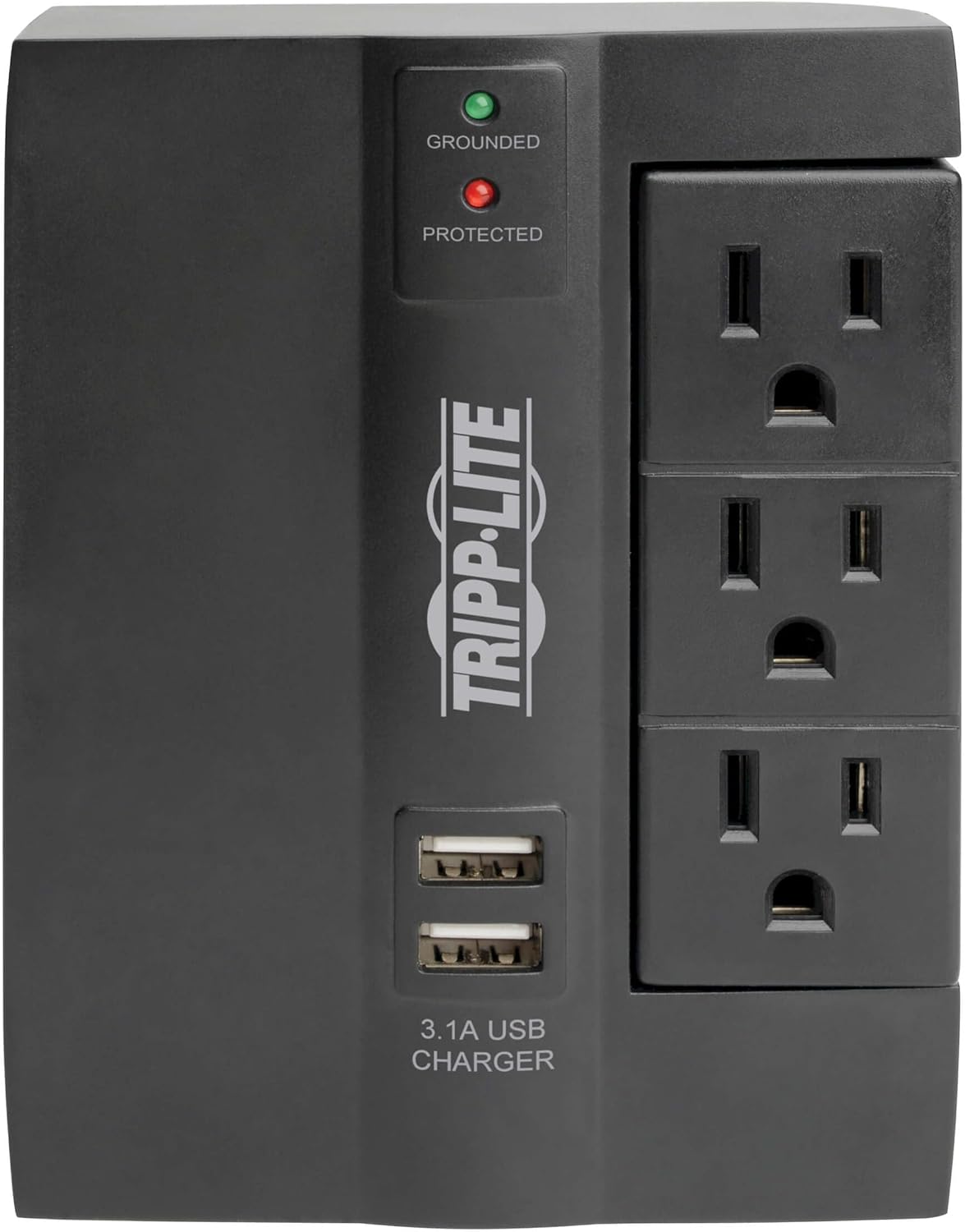 TRIPP LITE SWIVEL6 6-Outlet Surge Protector, 3 Rotatable Outlets, Direct Plug-In, Black