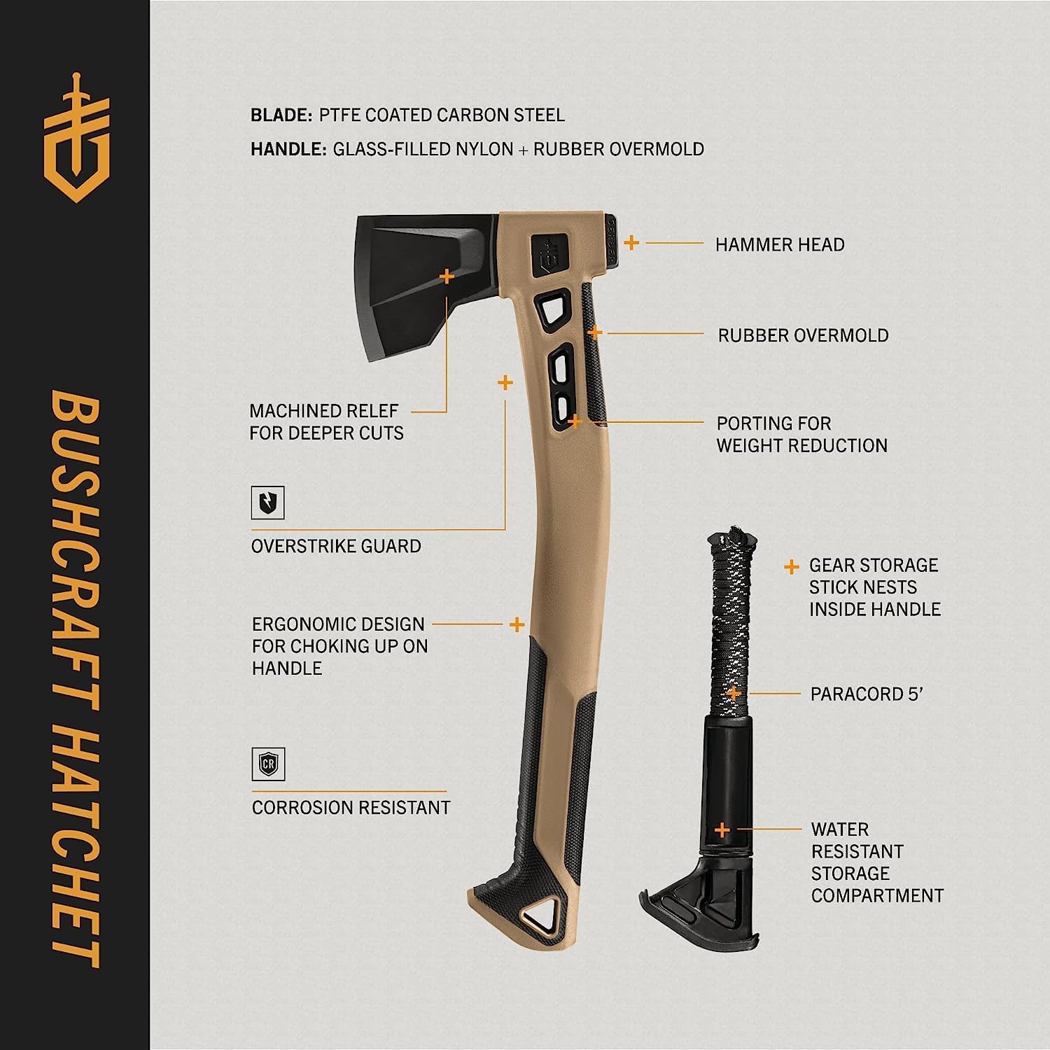 Gerber Gear Bushcraft Hatchet, Coyote Brown 31-003783
