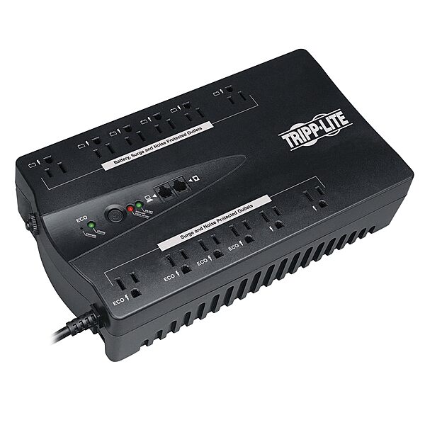 Tripp Lite ECO750UPSTAA 750VA 450W UPS Eco Green Battery Back Up 120V USB RJ11 TAA GSA, 12 Outlets