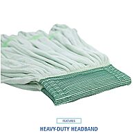 Boardwalk Microfiber Looped-End Wet Mop Heads, Medium, Green, 12/Carton