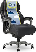 Serta Jackson Big and Tall Executive Home Office Chair with Smart Layers Technology, Wide Seat Cushion, Modern Comfy DeskChairs with Rolling Swivel Wheels, Bonded Leather, Black