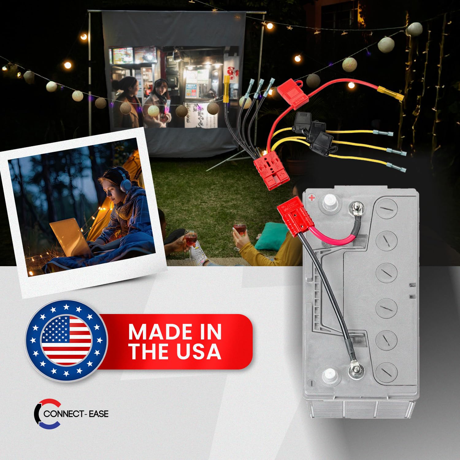 12V Multi-4 Fused Connection Kit RCE12VB4FK | Perfect for Battery Charger, Depth Finders, Bilge Pumps