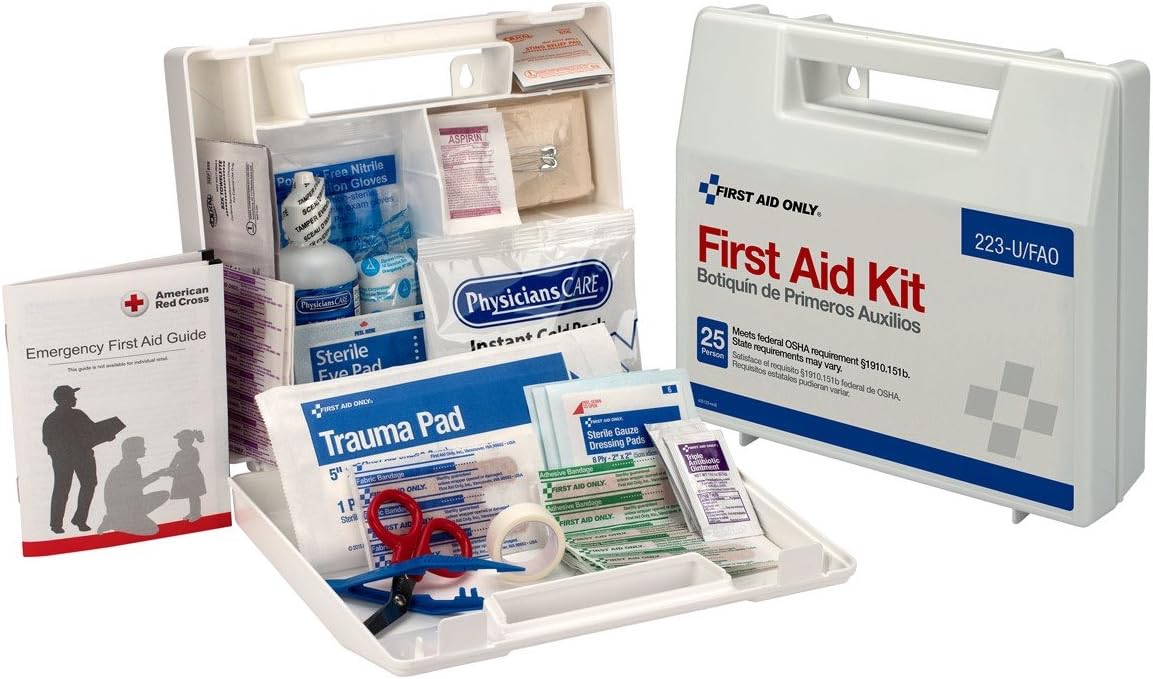 First Aid Only 223-U 25 Person Bulk First Aid Kit, 106-Piece Kit, White (Pack of 2) 2.5" x 8.4" x 9" (Pack of 2) First Aid