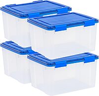 IRIS USA 4Pack 46.6qt WEATHERPRO Airtight Plastic Storage Bin with Lid and Seal and Secure Latching Buckles