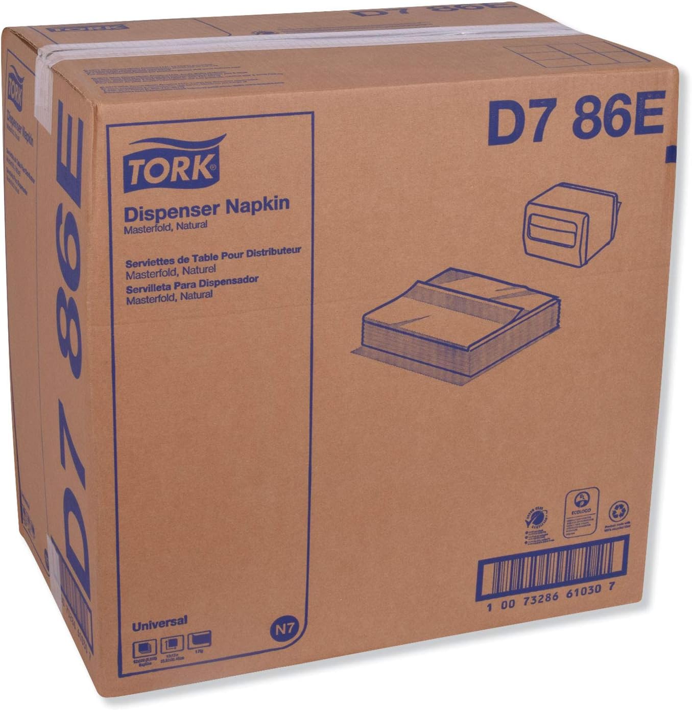 Tork Universal Masterfold 1-Ply Dispenser Napkins, 13in x 12in, Natural, Pack Of 6,000 Napkins