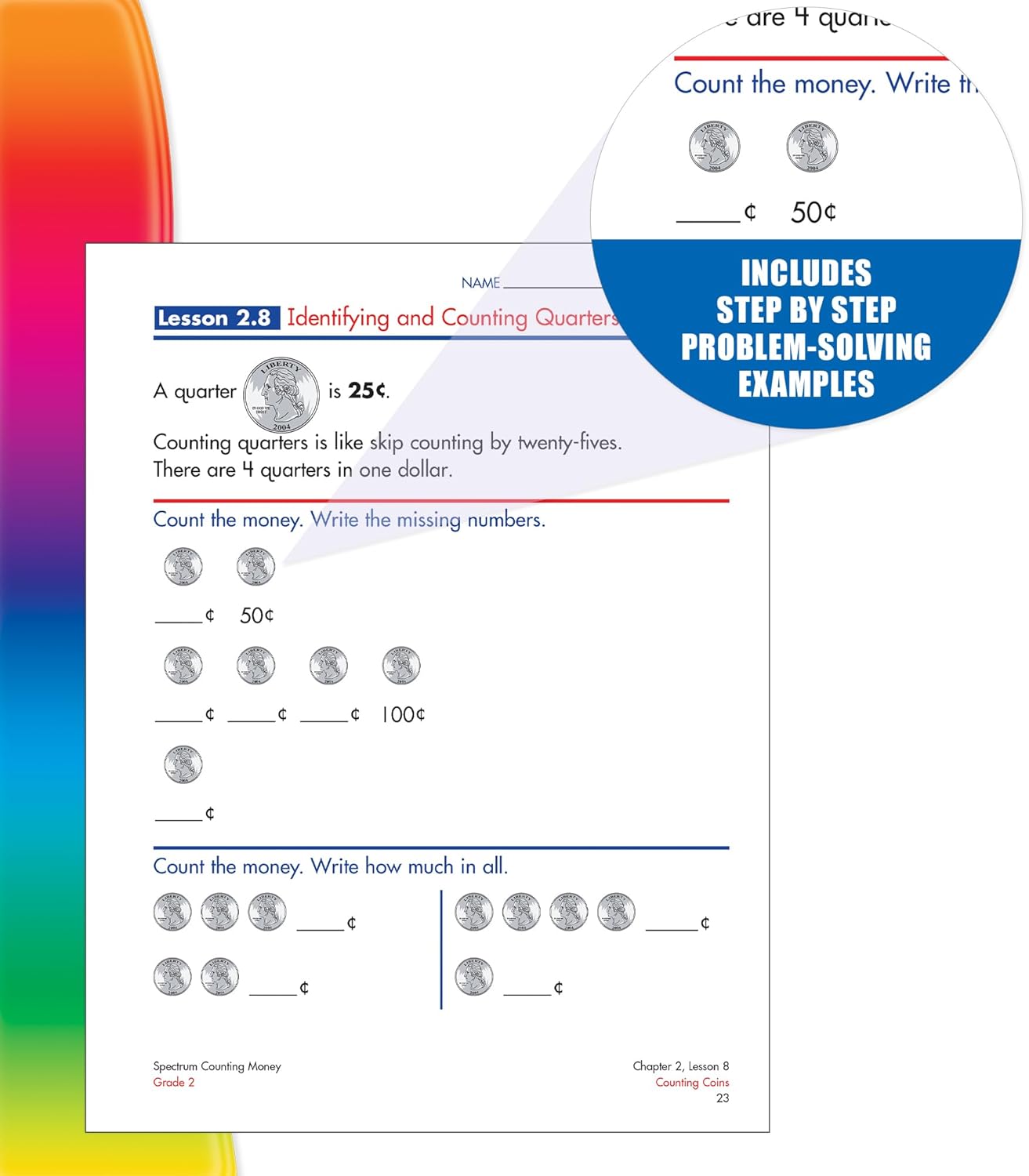 Spectrum Counting Money 2nd Grade Workbook, Math Book for Kids Ages 7 to 8, Word Problems With Coins and Bills