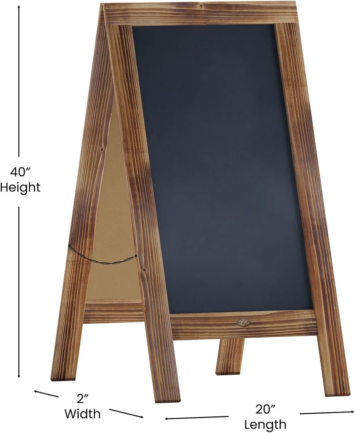 Flash Furniture Canterbury Magnetic Chalkboard Sign - Rustic Brown Wood Frame - 40" x 20"