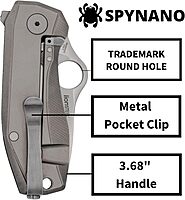 Spyderco SpyNano Pocket Knife - M398 Steel Blade with Titanium & Green Micarta Handle, RIL Lock Mechanism