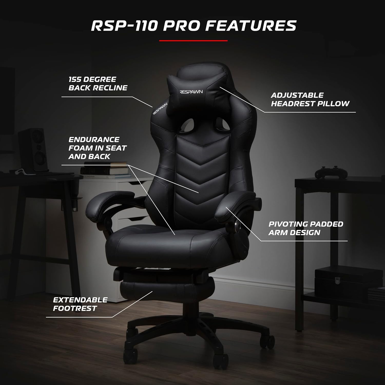 RESPAWN 110 Pro Ergonomic Gaming Chair with Footrest