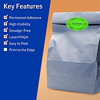 Avery Printable Oval Labels, Sure Feed Technology, 1.5" x 2.5", Neon Green