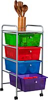 Mind Reader Rolling Cart with Drawers, Utility Cart, Craft Storage, Kitchen, Metal, 12.75"L x 15.25"W x 30"H, Multi-color