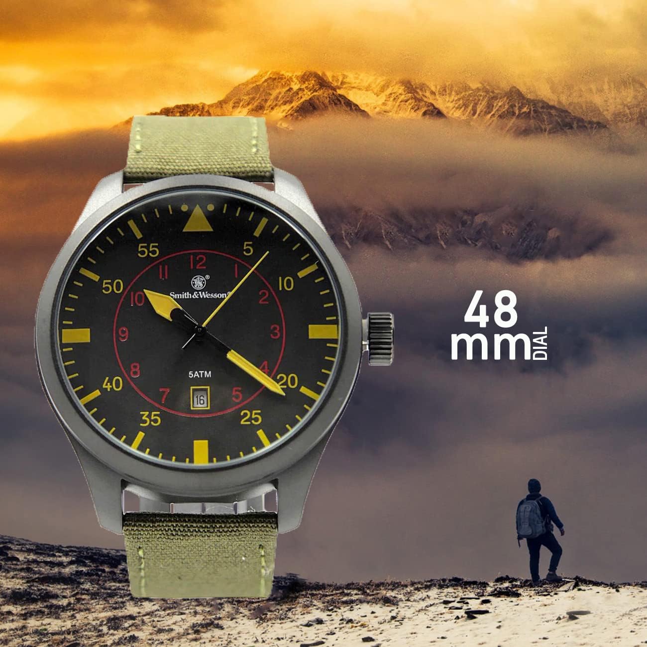 Smith & Wesson Men's N.A.T.O. Watch, 5ATM, Japanese Movement, Stainless Steel, Water Resistant, Tactical Watch
