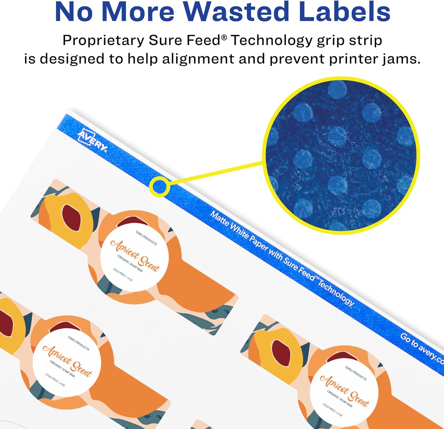 Avery Matte White Wraparound Band Labels, Sure Feed Technology, 1.5" x 3.5", Print-to-The-Edge, Permanent Adhesive