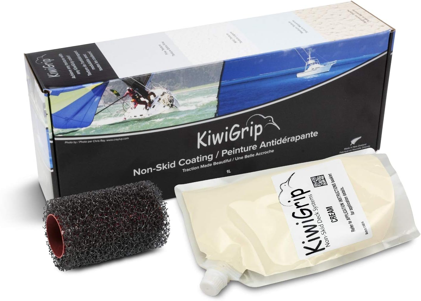 KiwiGrip KG-1CP-R Non-skid coating, 1 Liter Pouch, Cream