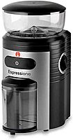 Espressione Professional Conical Burr Coffee Grinder, 8.5-Oz Hopper, 15-Level, Black/Silver