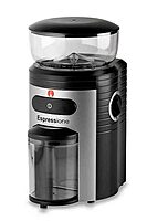 Espressione Professional Conical Burr Coffee Grinder, 8.5-Oz Hopper, 15-Level, Black/Silver