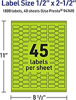AVERY Printable Barbell Labels, Sure Feed Technology, 1/2" x 2-1/2", Bright Green