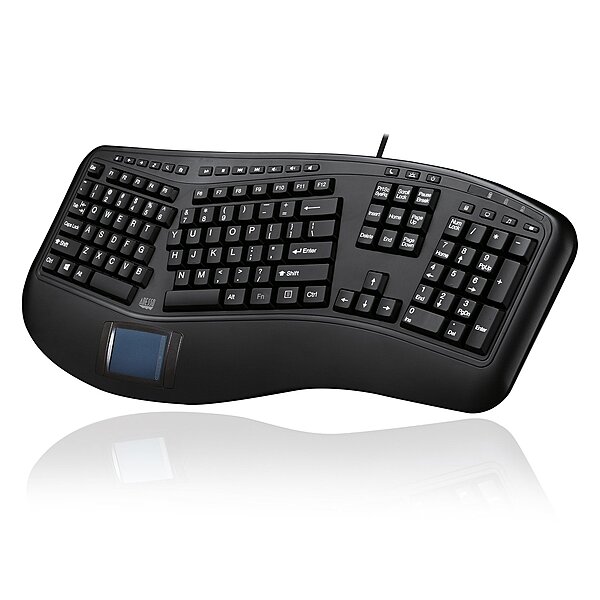 AKB-450UB - Ergonomic Keyboard with Built-in Touchpad, Wired, Multimedia Hotkeys, Split Keys Design